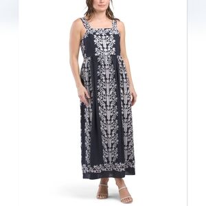 Julia Jordan Navy Embroidered Maxi Dress